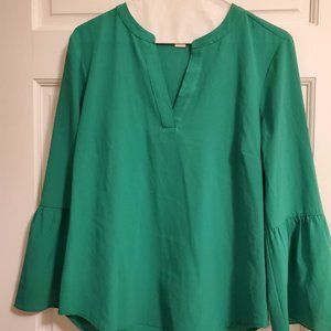 J Crew Green bell sleeve shirt